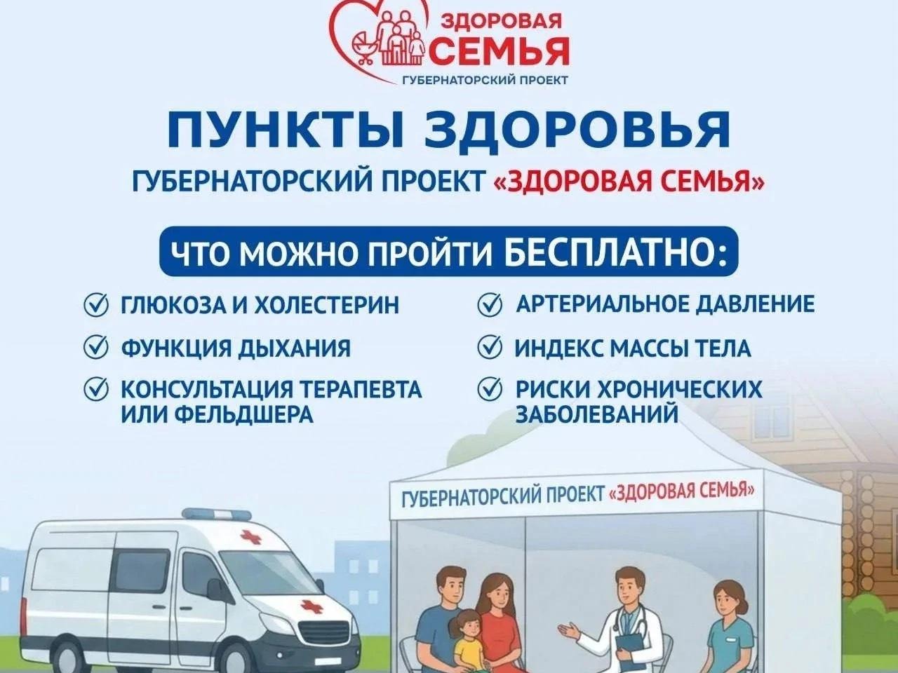 Пункт здоровья губернаторского проекта «Здоровая семья» продолжает  свою работу!.